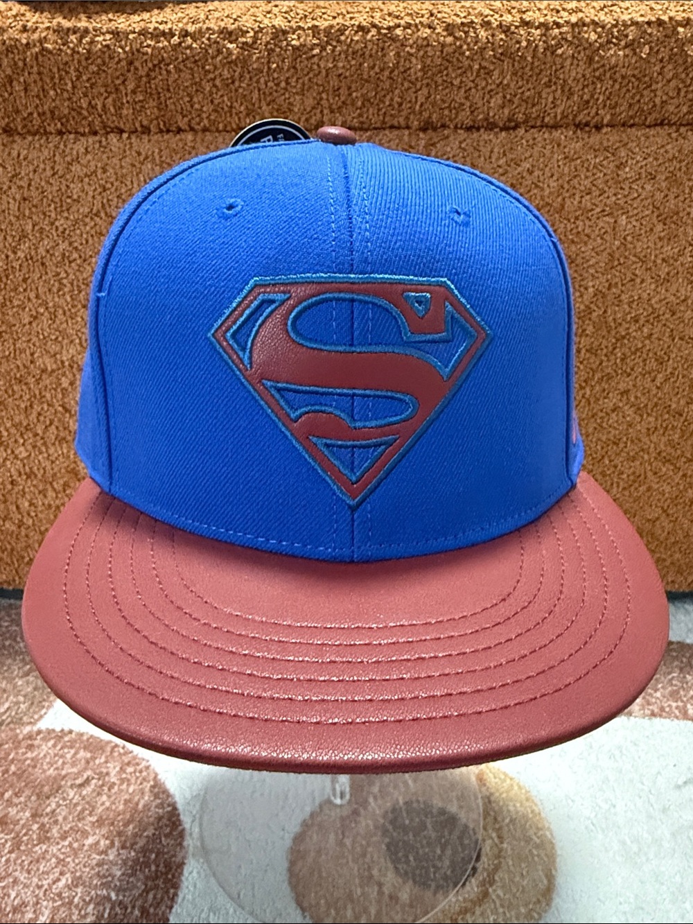 Superman Logo Snapback Cap in Blue and Maroon